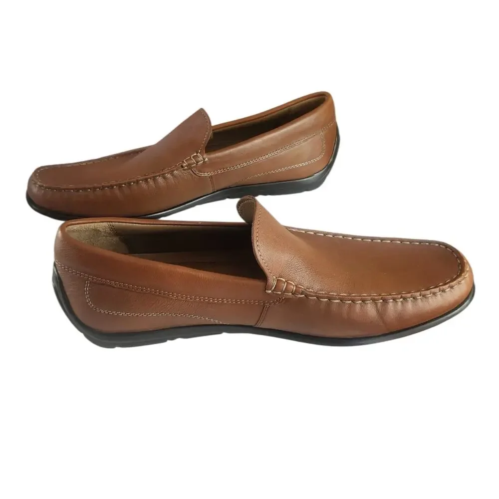 ECCO Mens Classic Moc Slip On Pebbled Leather Loafers Brown US 10.5 Dress Shoes